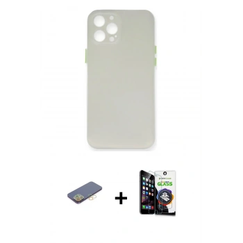 MARSİLYAN™- iPhone 12 Pro Max Kılıf Yadigar Yansıma Serisi - Şeffaf Temperli Cam Ekran Koruyucu + Renkli Kamera Lens Koruma Cam - SI