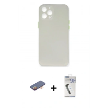 MARSİLYAN™- iPhone 12 Pro Max Kılıf Yadigar Yansıma Serisi - Şeffaf Uv Polymer Nano Ekran Koruyucu + Renkli Kamera Lens Koruma Cam - TU