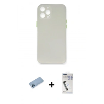 MARSİLYAN™- iPhone 12 Pro Max Kılıf Yadigar Yansıma Serisi - Şeffaf Uv Polymer Nano Ekran Koruyucu + Shine Kamera Lens Koruma Cam - MI