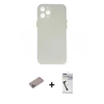 MARSİLYAN™- iPhone 12 Pro Max Kılıf Yadigar Yansıma Serisi - Şeffaf Uv Polymer Nano Ekran Koruyucu + Shine Kamera Lens Koruma Cam - SABE