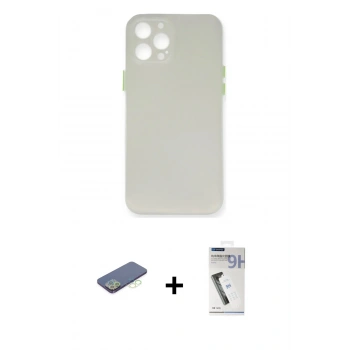 MARSİLYAN™- iPhone 12 Pro Max Kılıf Yadigar Yansıma Serisi - Şeffaf Uv Polymer Nano Ekran Koruyucu + Renkli Kamera Lens Koruma Cam - YL