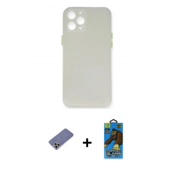 MARSİLYAN™- iPhone 12 Pro Max Kılıf Yadigar Yansıma Serisi - Siyah 18D Cam Ekran Koruyucu + Metal Kamera Lens Koruma Cam - GD