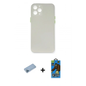 MARSİLYAN™- iPhone 12 Pro Max Kılıf Yadigar Yansıma Serisi - Siyah 18D Cam Ekran Koruyucu + Shine Kamera Lens Koruma Cam - MI