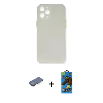MARSİLYAN™- iPhone 12 Pro Max Kılıf Yadigar Yansıma Serisi - Siyah 18D Cam Ekran Koruyucu + Renkli Kamera Lens Koruma Cam - YL