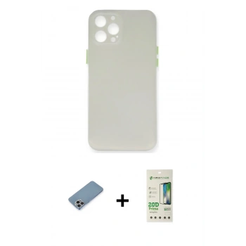 MARSİLYAN™- iPhone 12 Pro Max Kılıf Yadigar Yansıma Serisi - Siyah 20D Premium Cam Ekran Koruyucu + Shine Kamera Lens Koruma Cam - GI