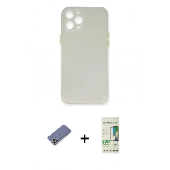 MARSİLYAN™- iPhone 12 Pro Max Kılıf Yadigar Yansıma Serisi - Siyah 20D Premium Cam Ekran Koruyucu + Metal Kamera Lens Koruma Cam - GD