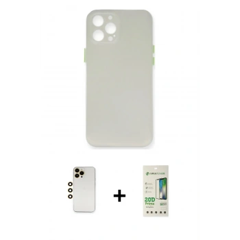 MARSİLYAN™- iPhone 12 Pro Max Kılıf Yadigar Yansıma Serisi - Siyah 20D Premium Cam Ekran Koruyucu + Shine Kamera Lens - GD