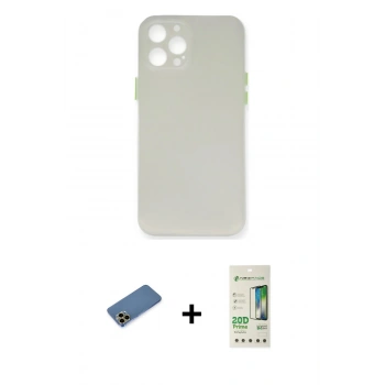 MARSİLYAN™- iPhone 12 Pro Max Kılıf Yadigar Yansıma Serisi - Siyah 20D Premium Cam Ekran Koruyucu + Shine Kamera Lens Koruma Cam - GD