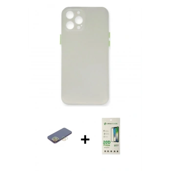 MARSİLYAN™- iPhone 12 Pro Max Kılıf Yadigar Yansıma Serisi - Siyah 20D Premium Cam Ekran Koruyucu + Renkli Kamera Lens Koruma Cam - SI