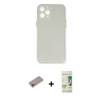 MARSİLYAN™- iPhone 12 Pro Max Kılıf Yadigar Yansıma Serisi - Siyah 20D Premium Cam Ekran Koruyucu + Shine Kamera Lens Koruma Cam - SABE