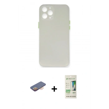 MARSİLYAN™- iPhone 12 Pro Max Kılıf Yadigar Yansıma Serisi - Siyah 20D Premium Cam Ekran Koruyucu + Renkli Kamera Lens Koruma Cam - TU
