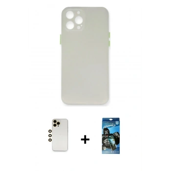 MARSİLYAN™- iPhone 12 Pro Max Kılıf Yadigar Yansıma Serisi - Siyah 34D Izgaralı Cam + Shine Kamera Lens - GD