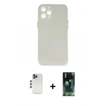 MARSİLYAN™- iPhone 12 Pro Max Kılıf Yadigar Yansıma Serisi - Siyah 360 Mat Full Body Arka Koruyucu + Shine Kamera Lens - LT