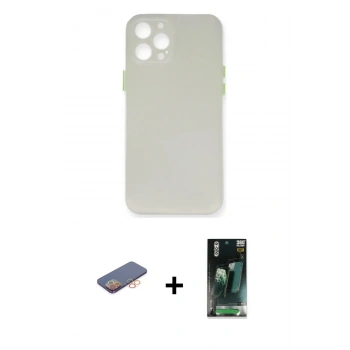 MARSİLYAN™- iPhone 12 Pro Max Kılıf Yadigar Yansıma Serisi - Siyah 360 Mat Full Body Arka Koruyucu + Renkli Kamera Lens Koruma Cam - TU