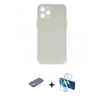 MARSİLYAN™- iPhone 12 Pro Max Kılıf Yadigar Yansıma Serisi - Siyah 3D Antistatik Cam Ekran Koruyucu + Renkli Kamera Lens Koruma Cam - SI