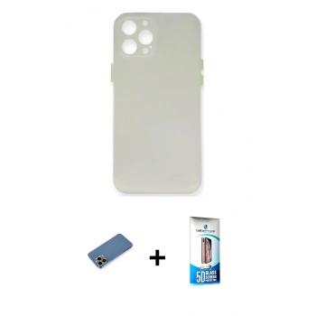 MARSİLYAN™- iPhone 12 Pro Max Kılıf Yadigar Yansıma Serisi - Siyah 5D Eko Cam Ekran Koruyucu + Shine Kamera Lens Koruma Cam - GD