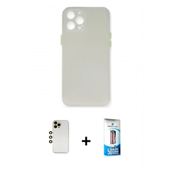 MARSİLYAN™- iPhone 12 Pro Max Kılıf Yadigar Yansıma Serisi - Siyah 5D Eko Cam Ekran Koruyucu + Shine Kamera Lens - GD