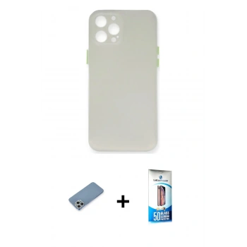 MARSİLYAN™- iPhone 12 Pro Max Kılıf Yadigar Yansıma Serisi - Siyah 5D Eko Cam Ekran Koruyucu + Shine Kamera Lens Koruma Cam - GS