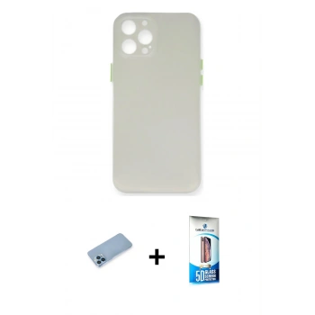 MARSİLYAN™- iPhone 12 Pro Max Kılıf Yadigar Yansıma Serisi - Siyah 5D Eko Cam Ekran Koruyucu + Shine Kamera Lens Koruma Cam - MI