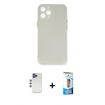 MARSİLYAN™- iPhone 12 Pro Max Kılıf Yadigar Yansıma Serisi - Siyah 5D Eko Cam Ekran Koruyucu + Shine Kamera Lens - LT