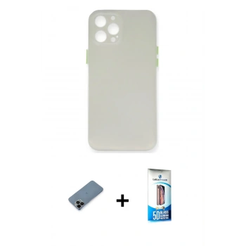 MARSİLYAN™- iPhone 12 Pro Max Kılıf Yadigar Yansıma Serisi - Siyah 5D Eko Cam Ekran Koruyucu + Shine Kamera Lens Koruma Cam - SH