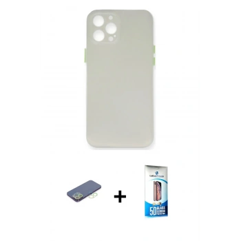 MARSİLYAN™- iPhone 12 Pro Max Kılıf Yadigar Yansıma Serisi - Siyah 5D Eko Cam Ekran Koruyucu + Renkli Kamera Lens Koruma Cam - YL
