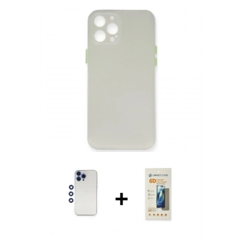 MARSİLYAN™- iPhone 12 Pro Max Kılıf Yadigar Yansıma Serisi - Siyah 6D Mat Seramik Hayalet Nano Ekran Koruyucu + Shine Kamera Lens - LT