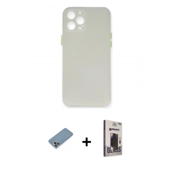 MARSİLYAN™- iPhone 12 Pro Max Kılıf Yadigar Yansıma Serisi - Siyah Bilvis Hayalet Cam Ekran Koruyucu + Shine Kamera Lens Koruma Cam - GI