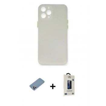 MARSİLYAN™- iPhone 12 Pro Max Kılıf Yadigar Yansıma Serisi - Siyah Bilvis Hayalet Cam Ekran Koruyucu + Shine Kamera Lens Koruma Cam - GI