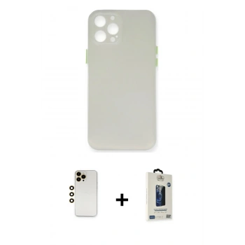 MARSİLYAN™- iPhone 12 Pro Max Kılıf Yadigar Yansıma Serisi - Siyah Bilvis Hayalet Cam Ekran Koruyucu + Shine Kamera Lens - GD