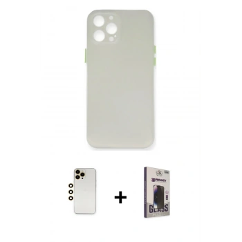 MARSİLYAN™- iPhone 12 Pro Max Kılıf Yadigar Yansıma Serisi - Siyah Bilvis Hayalet Cam Ekran Koruyucu + Shine Kamera Lens - GD