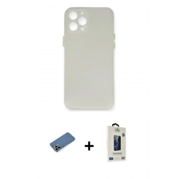 MARSİLYAN™- iPhone 12 Pro Max Kılıf Yadigar Yansıma Serisi - Siyah Bilvis Hayalet Cam Ekran Koruyucu + Shine Kamera Lens Koruma Cam - GD