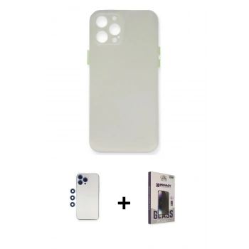 MARSİLYAN™- iPhone 12 Pro Max Kılıf Yadigar Yansıma Serisi - Siyah Bilvis Hayalet Cam Ekran Koruyucu + Shine Kamera Lens - LT