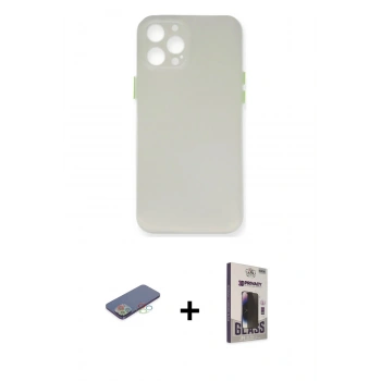 MARSİLYAN™- iPhone 12 Pro Max Kılıf Yadigar Yansıma Serisi - Siyah Bilvis Hayalet Cam Ekran Koruyucu + Renkli Kamera Lens Koruma Cam - MI