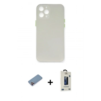 MARSİLYAN™- iPhone 12 Pro Max Kılıf Yadigar Yansıma Serisi - Siyah Bilvis Hayalet Cam Ekran Koruyucu + Shine Kamera Lens Koruma Cam - PE