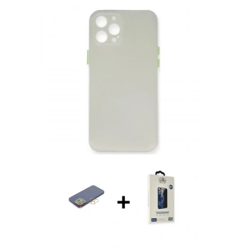 MARSİLYAN™- iPhone 12 Pro Max Kılıf Yadigar Yansıma Serisi - Siyah Bilvis Hayalet Cam Ekran Koruyucu + Renkli Kamera Lens Koruma Cam - SI