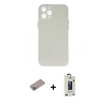 MARSİLYAN™- iPhone 12 Pro Max Kılıf Yadigar Yansıma Serisi - Siyah Bilvis Hayalet Cam Ekran Koruyucu + Shine Kamera Lens Koruma Cam - SABE