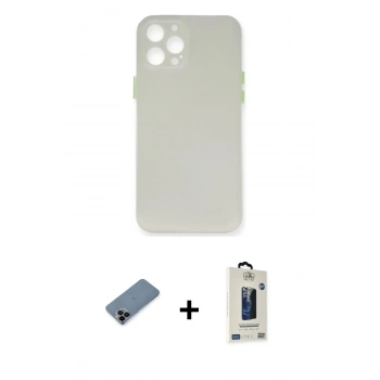 MARSİLYAN™- iPhone 12 Pro Max Kılıf Yadigar Yansıma Serisi - Siyah Bilvis Hayalet Cam Ekran Koruyucu + Shine Kamera Lens Koruma Cam - SH
