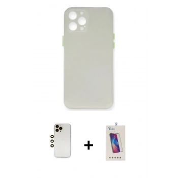 MARSİLYAN™- iPhone 12 Pro Max Kılıf Yadigar Yansıma Serisi - Siyah Joko 5D Cam + Shine Kamera Lens - GD