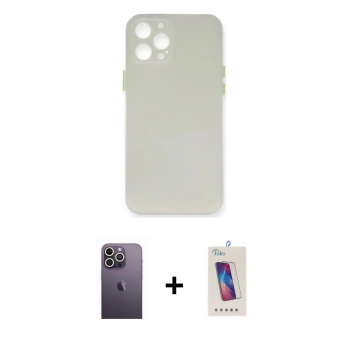 MARSİLYAN™- iPhone 12 Pro Max Kılıf Yadigar Yansıma Serisi - Siyah Joko 5D Cam + Neon Fosforlu Kamera Lens - BZ