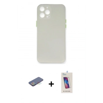 MARSİLYAN™- iPhone 12 Pro Max Kılıf Yadigar Yansıma Serisi - Siyah Joko 5D Cam + Renkli Kamera Lens Koruma Cam - MI