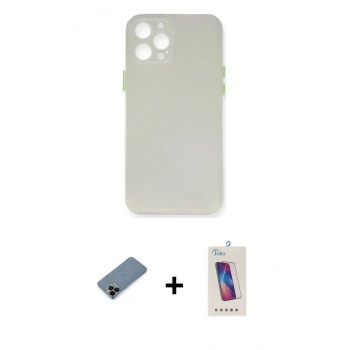 MARSİLYAN™- iPhone 12 Pro Max Kılıf Yadigar Yansıma Serisi - Siyah Joko 5D Cam + Shine Kamera Lens Koruma Cam - SH