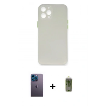 MARSİLYAN™- iPhone 12 Pro Max Kılıf Yadigar Yansıma Serisi - Siyah Joko Magic 5D Hayalet Cam + Neon Fosforlu Kamera Lens - MI