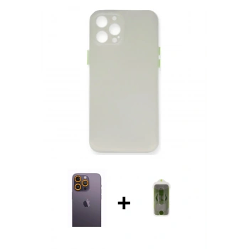 MARSİLYAN™- iPhone 12 Pro Max Kılıf Yadigar Yansıma Serisi - Siyah Joko Magic 5D Hayalet Cam + Neon Fosforlu Kamera Lens - SI