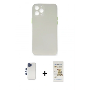 MARSİLYAN™- iPhone 12 Pro Max Kılıf Yadigar Yansıma Serisi - Siyah Mat Seramik Nano Ekran Koruyucu + Shine Kamera Lens - LT