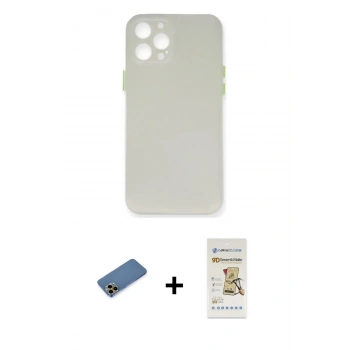 MARSİLYAN™- iPhone 12 Pro Max Kılıf Yadigar Yansıma Serisi - Siyah Mat Seramik Nano Ekran Koruyucu + Shine Kamera Lens Koruma Cam - GD