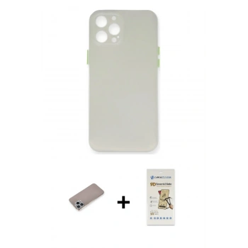 MARSİLYAN™- iPhone 12 Pro Max Kılıf Yadigar Yansıma Serisi - Siyah Mat Seramik Nano Ekran Koruyucu + Shine Kamera Lens Koruma Cam - SABE