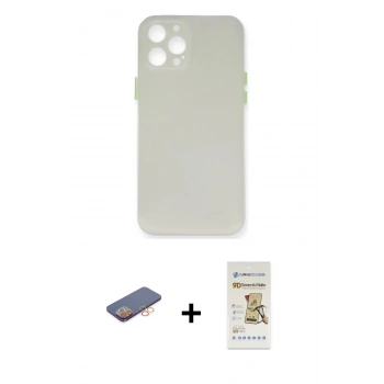 MARSİLYAN™- iPhone 12 Pro Max Kılıf Yadigar Yansıma Serisi - Siyah Mat Seramik Nano Ekran Koruyucu + Renkli Kamera Lens Koruma Cam - TU