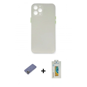 MARSİLYAN™- iPhone 12 Pro Max Kılıf Yadigar Yansıma Serisi - Siyah Polymer Nano Ekran Koruyucu + Metal Kamera Lens Koruma Cam - GD