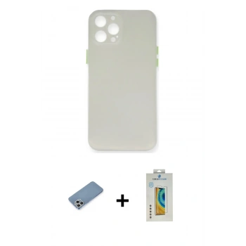 MARSİLYAN™- iPhone 12 Pro Max Kılıf Yadigar Yansıma Serisi - Siyah Polymer Nano Ekran Koruyucu + Shine Kamera Lens Koruma Cam - GS